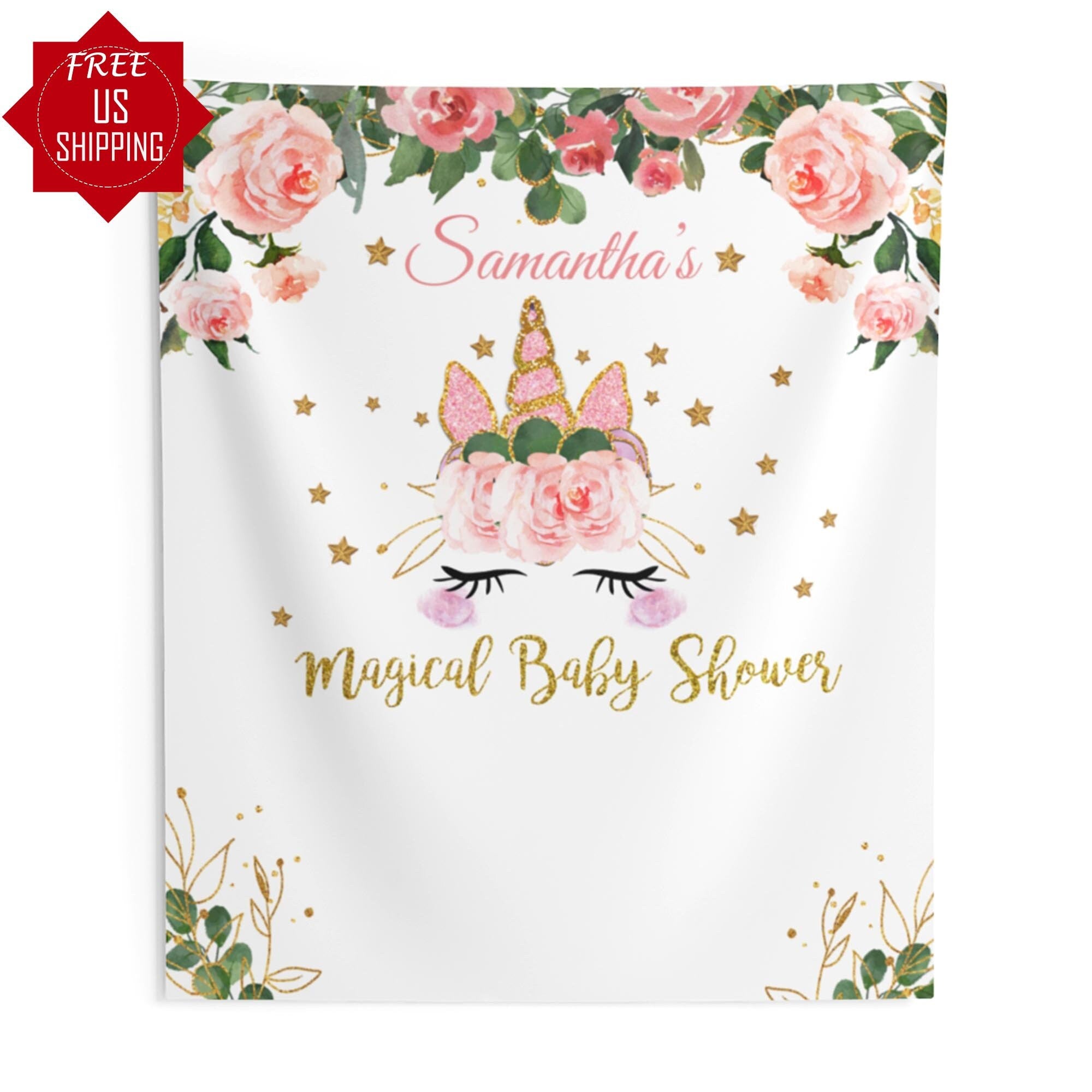 Unicorn Baby Shower, Baby Shower Backdrop, Unicorn Banner, Floral Unicorn Garland, Magical Unicorn, Custom Photobooth Banner