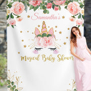 Unicorn Baby Shower, Baby Shower Backdrop, Unicorn Banner, Floral Unicorn Garland, Magical Unicorn, Custom Photobooth Banner - iJay Backdrops