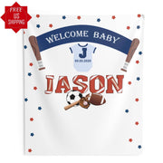 Sports Baby Shower Backdrop | Sports Themed Baby Shower | Boy Baby Shower Backdrop | Football Baby Shower 01WB61 - iJay Backdrops