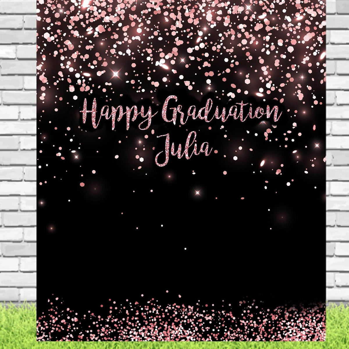 Custom Graduation Party Backdrop, Rose Gold - iJay Backdrops