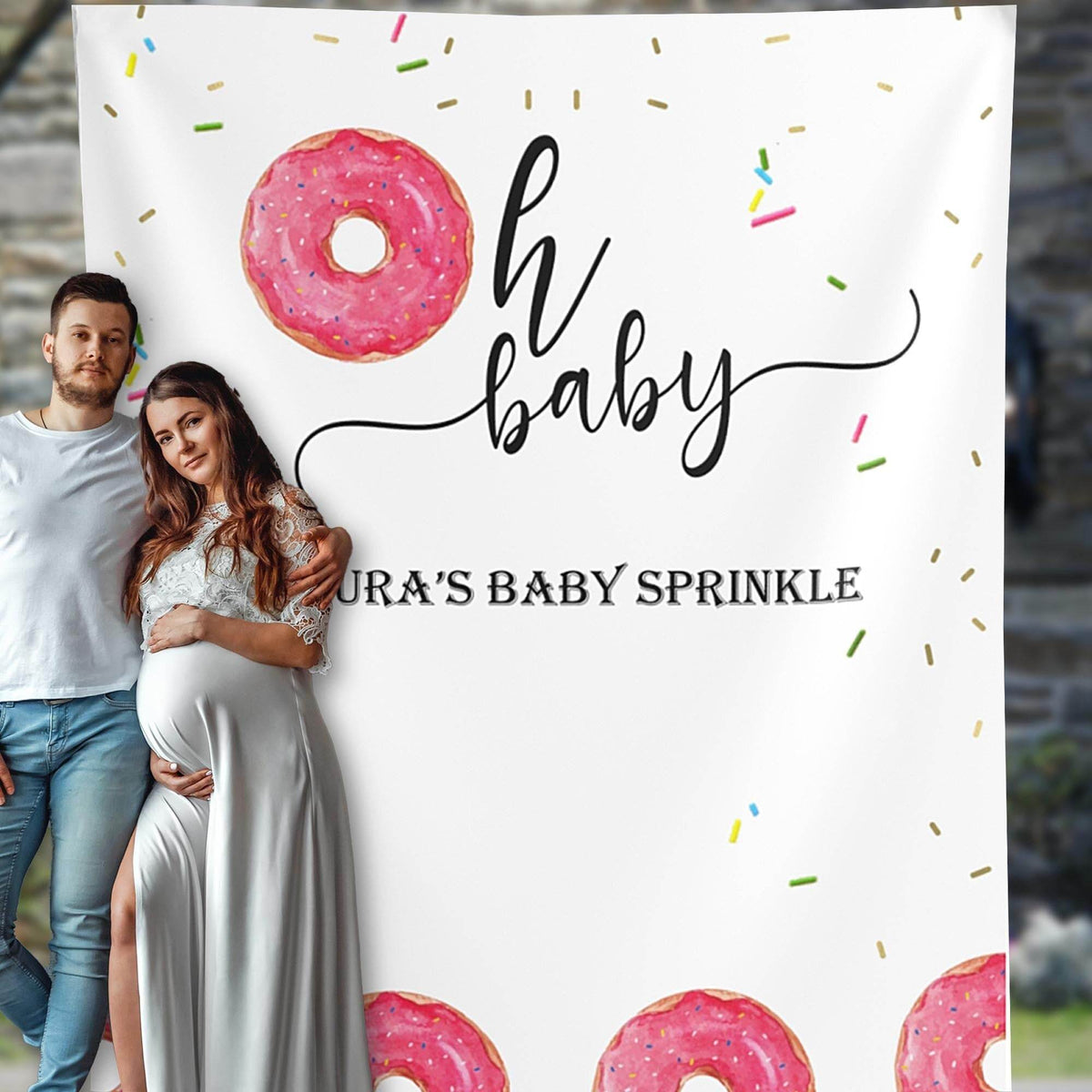 Personalized Donut Baby Sprinkle Backdrop for Baby Shower. - iJay Backdrops
