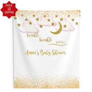 Twinkle Star Gold Giltter Baby Shower Backdrop - iJay Backdrops