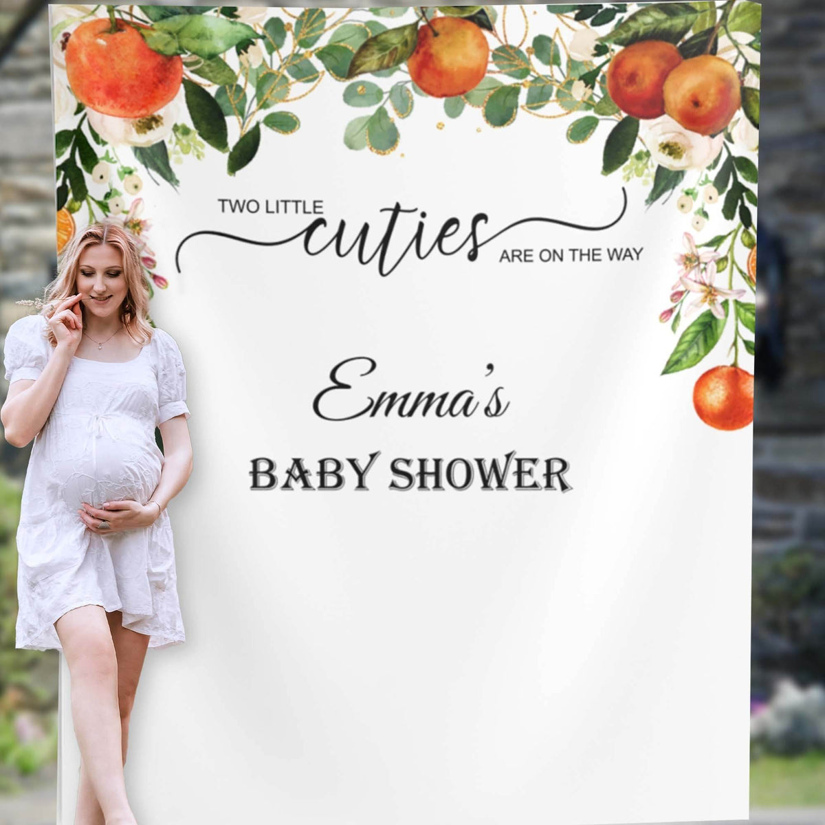 Twins Citrus Baby Shower Backdrop - iJay Backdrops