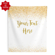White and Gold Personalized Backdrop - iJay Backdrops