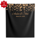 Personalized Gold and Black Bokeh Lights Backdrop
