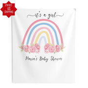 Colorful Rainbow Floral Baby Shower Backdrop - iJay Backdrops