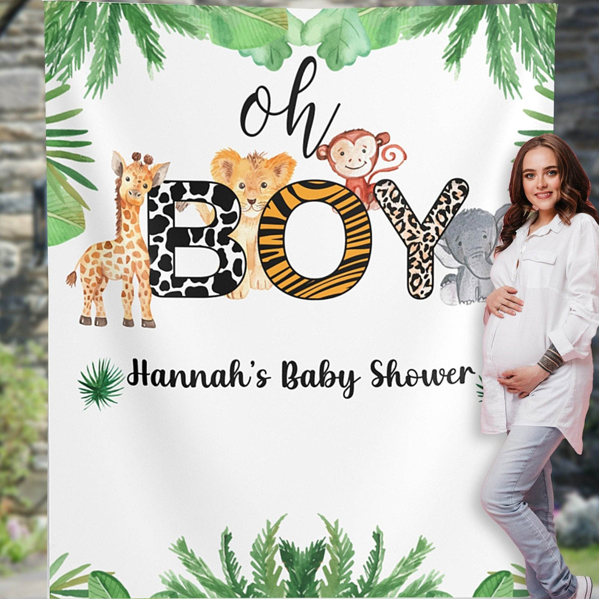 Personalized Safari Animal Baby Shower Backdrop - iJay Backdrops