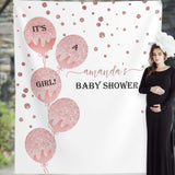 Rose Gold Baby Shower Decor, It's a Girl Baby Shower Backdrop, Balloons Photography Backdrop