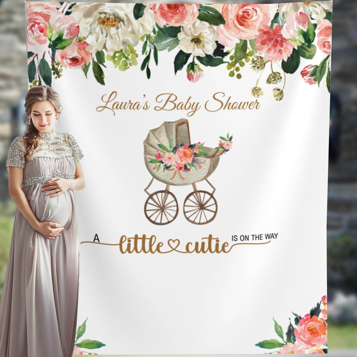 Floral Cot Baby Shower Backdrop - iJay Backdrops