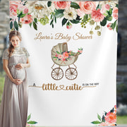 Baby Shower Backdrop, Floral Baby Shower Decorations, Watercolor Carriage Photo Booth Backdrop, Event Backdrop, Stroller Shower