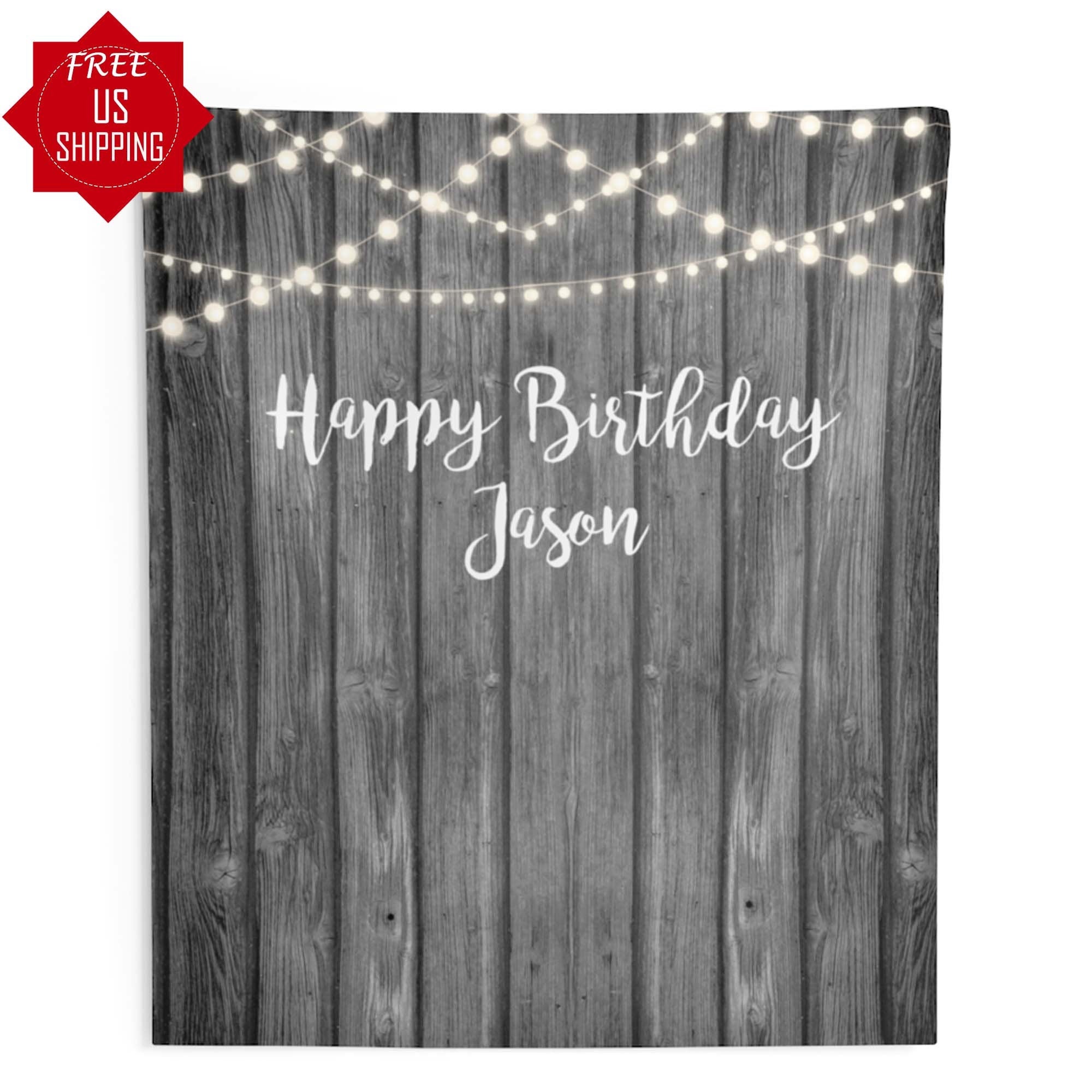 Rustic Gray Wood Personalized Backdrop