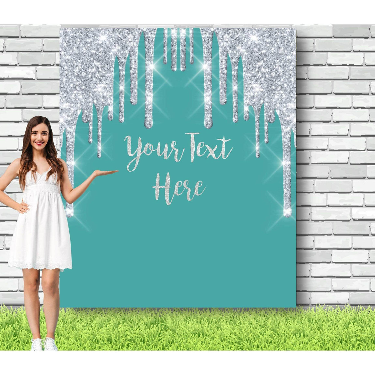 Teal and Silver Party Backdrop - iJay Backdrops