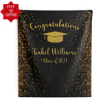 College Graduation Backdrop, Black and Gold