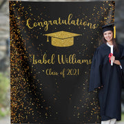College Graduation Backdrop, Black and Gold - iJay Backdrops