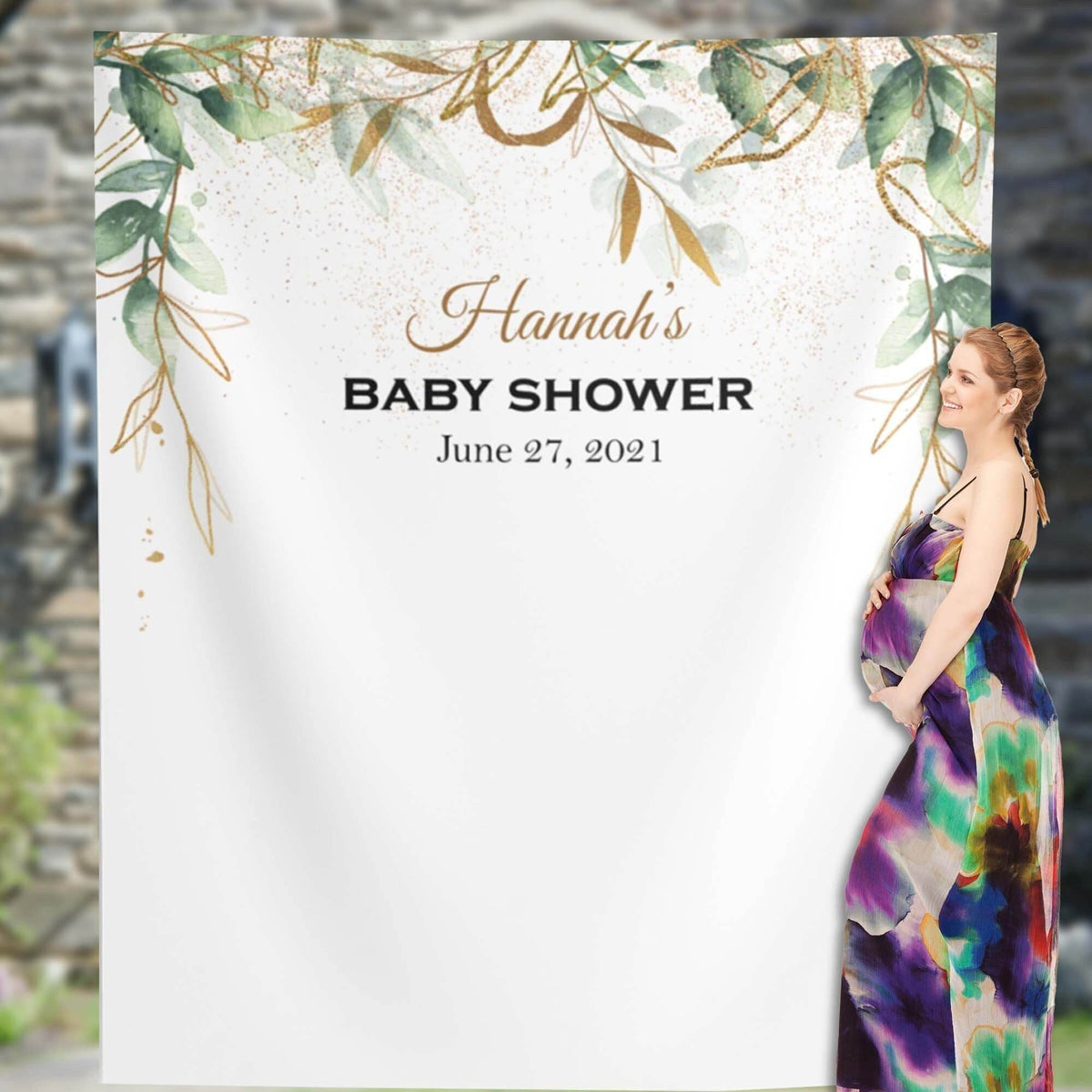 Greenery Watercolor Baby Shower Backdrop - iJay Backdrops