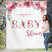 Rose Gold Baby Shower Backdrop, Floral Baby Shower Decor, Photo Booth Backdrop, Custom Baby Shower Sign 01RGBS - iJay Backdrops