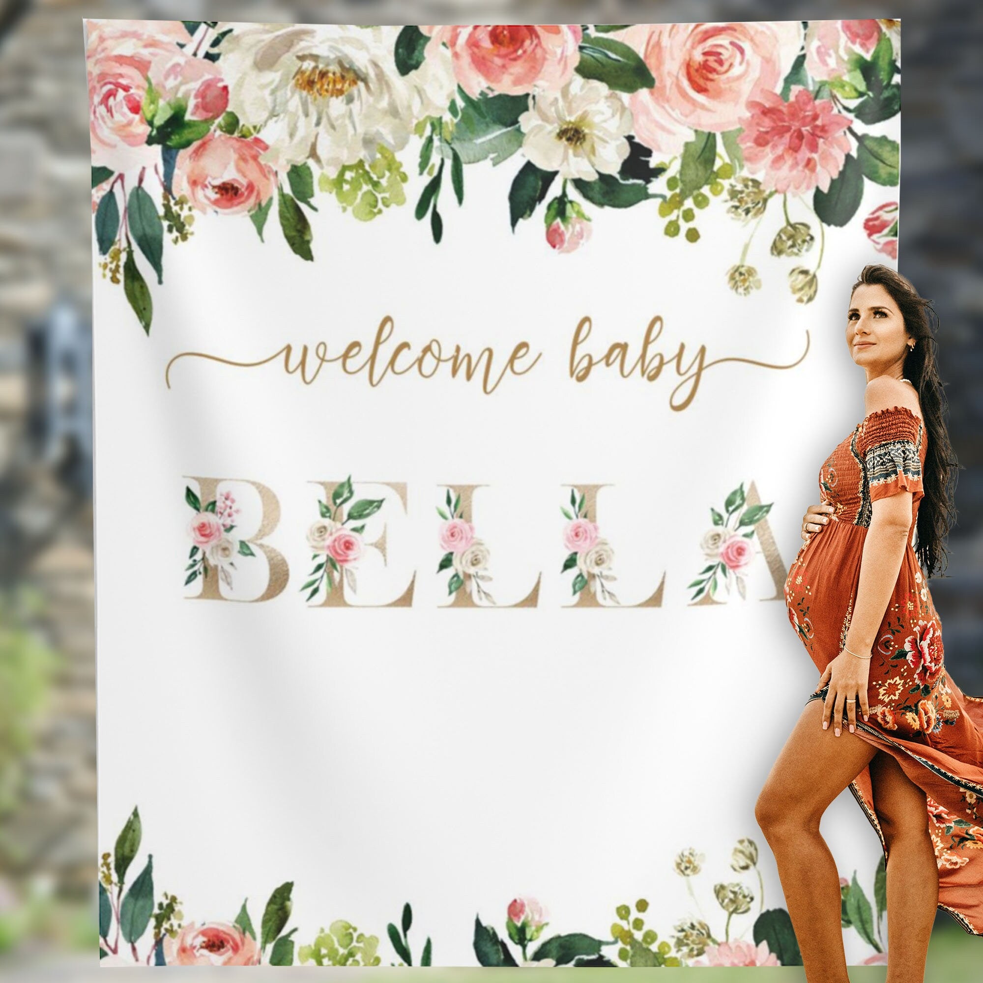 Baby Shower Decoration Girl, Floral Baby Shower Backdrop, Girl Baby Shower Decoration, Welcome Baby Backdrop, It's a girl banner 01BAS75