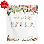 Floral Name Baby Shower Backdrop - iJay Backdrops