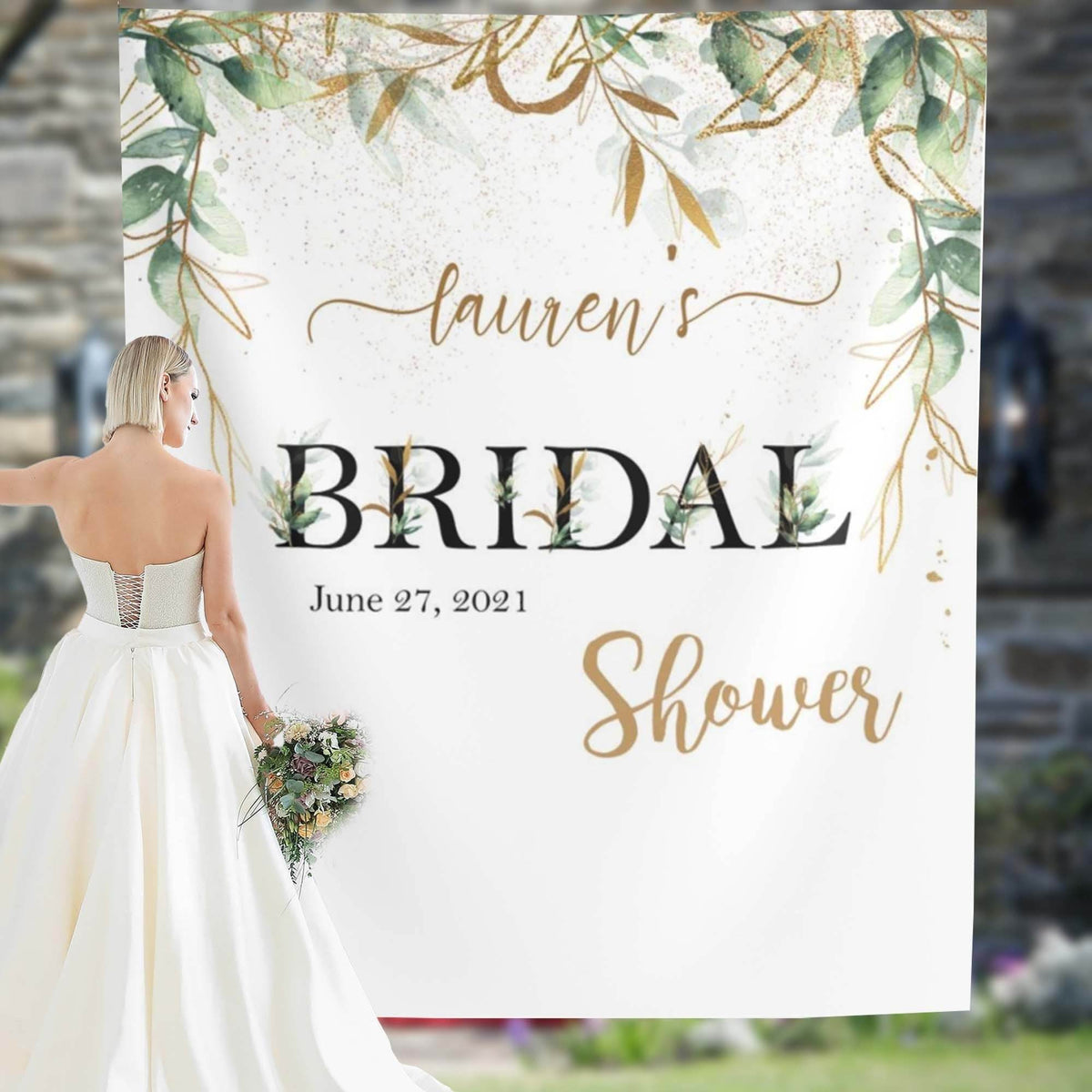 Bridal Shower Greenery Backdrop - iJay Backdrops