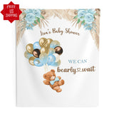 We Can Bearly Wait, Baby Shower Backdrop Boy, Bear Theme Baby Shower, Pampas Grass Backdrop
