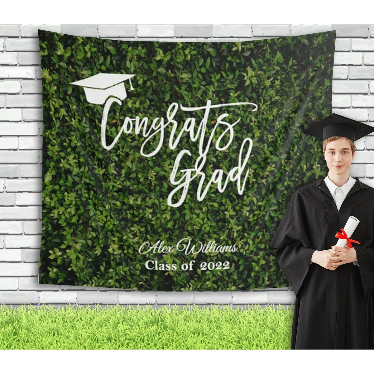 Fabric Grass Wall Graduation Backdrop - iJay Backdrops