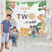 Two Wild Safari Birthday Backdrop - iJay Backdrops