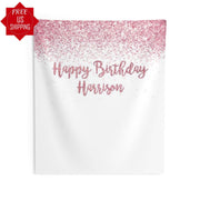 Custom White and Rose Gold Glitter Backdrop - iJay Backdrops