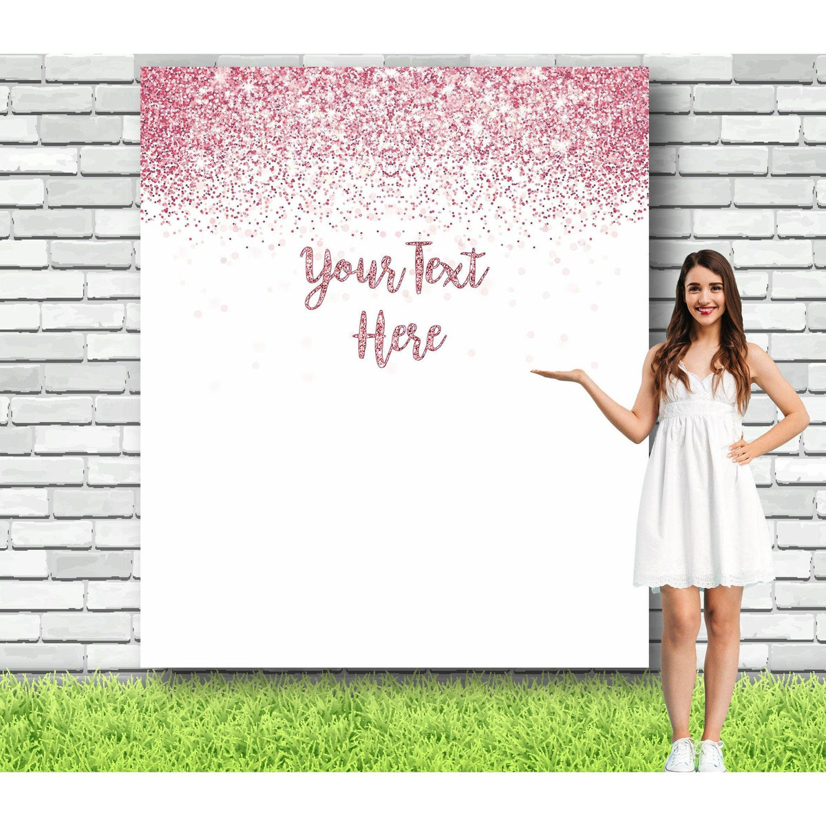 Custom White and Rose Gold Glitter Backdrop - iJay Backdrops