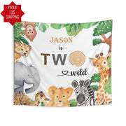 Two Wild Safari Birthday Backdrop - iJay Backdrops