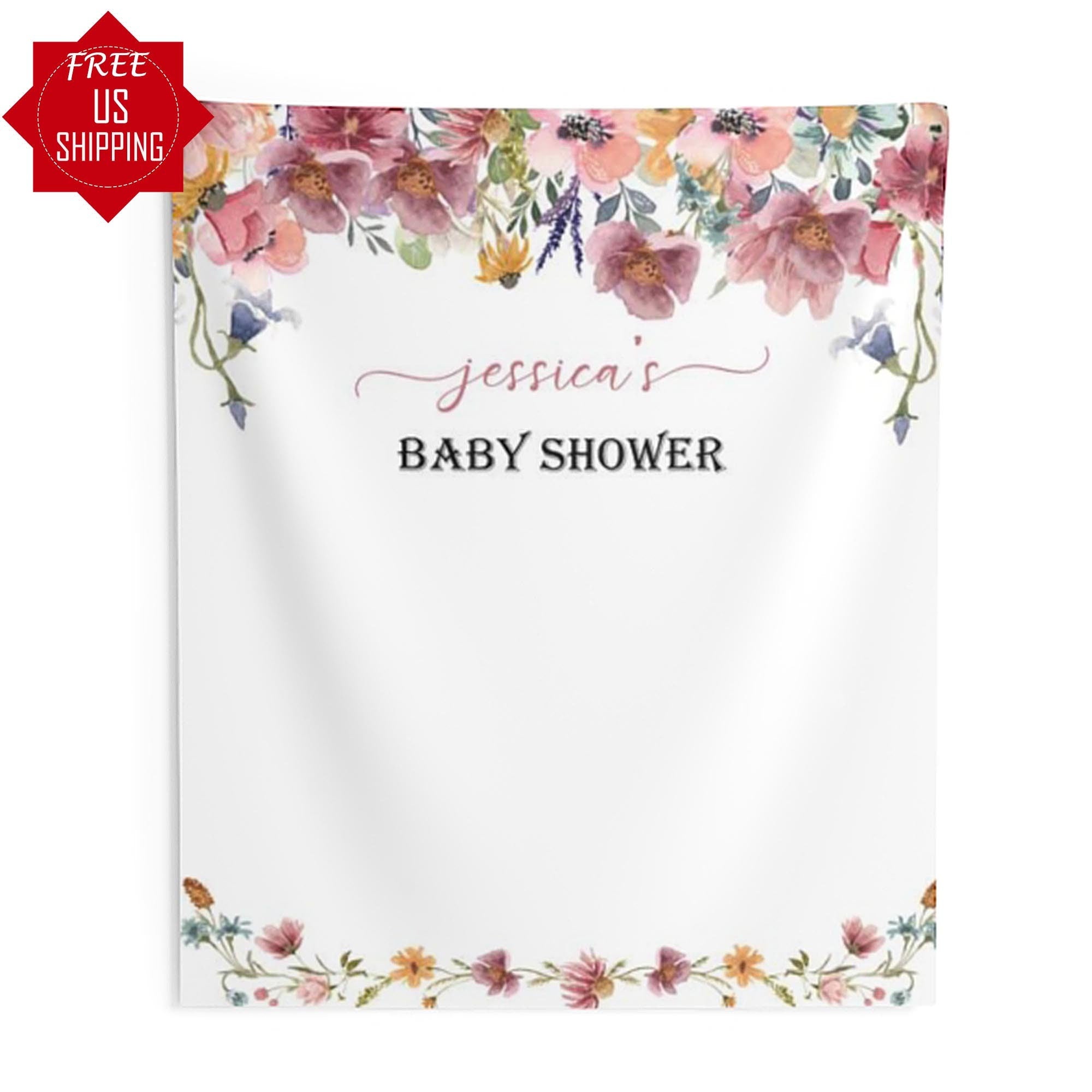 Wildflower Baby Shower Backdrop, Spring, Summer Baby Shower Decor, Wildflower Backdrop WFBS1