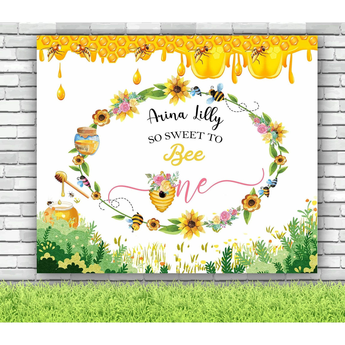 First Bee Day Party Backdrop for Girls - iJay Backdrops