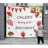 Berry First, Strawberry Birthday Backdrop