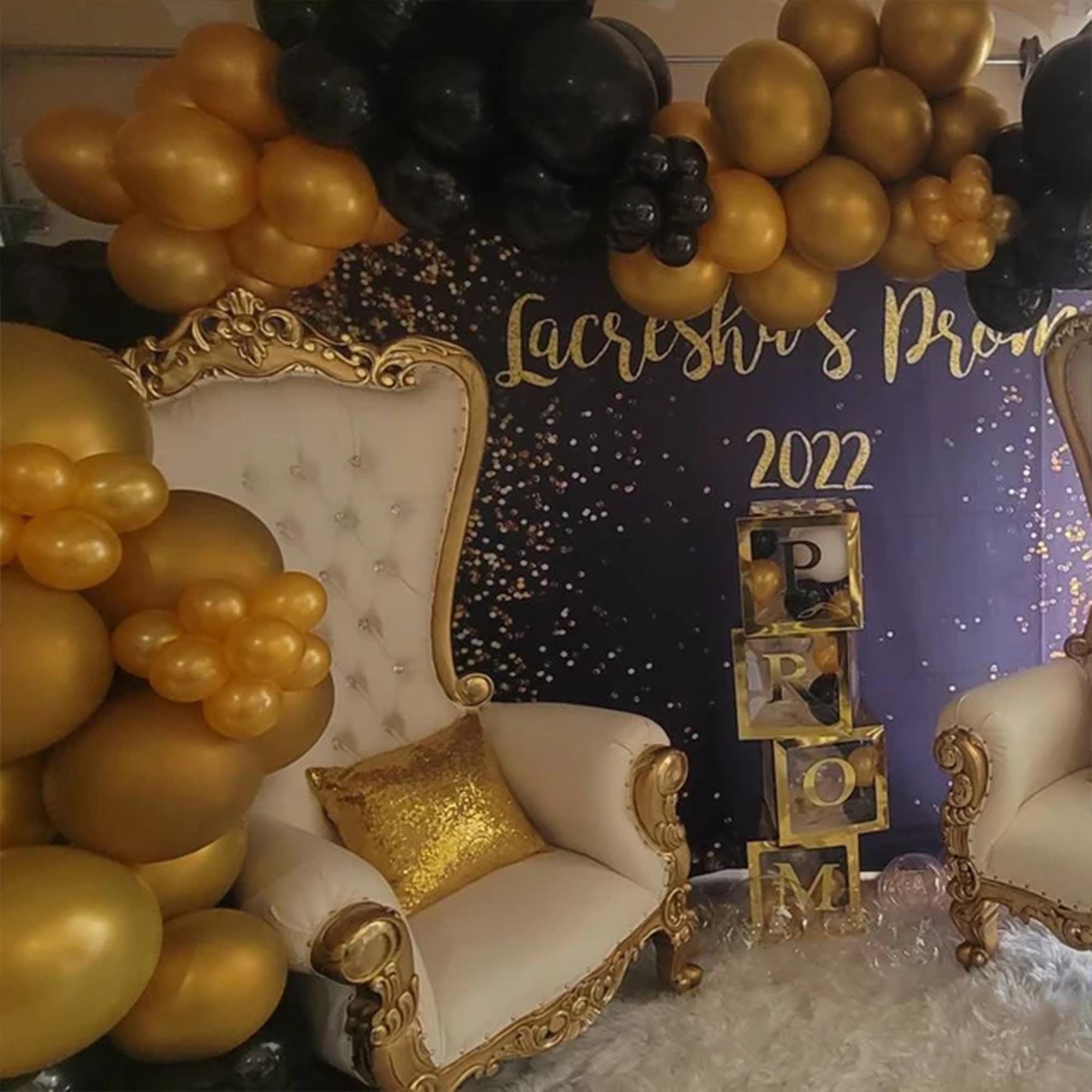 Personalized Prom Backdrop - Black and Gold