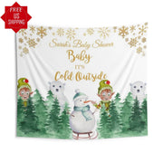 Winter Baby Shower Backdrop, Baby Its Cold Outside, Gender Neutral Baby Shower Banner, Winter Baby Shower Decoration - iJay Backdrops