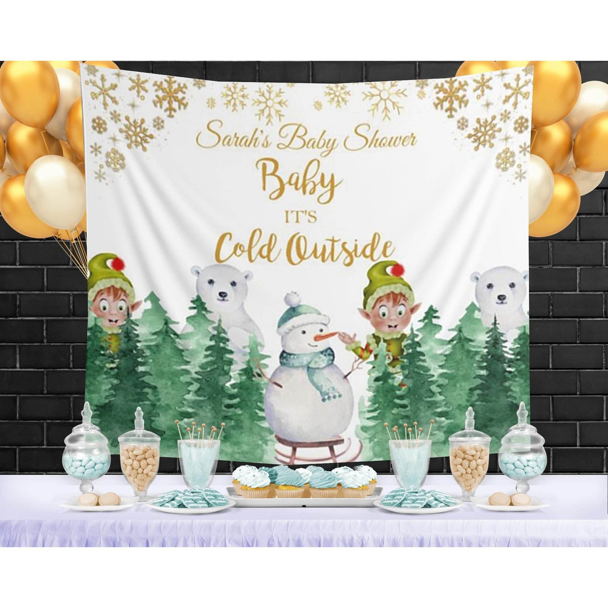 Winter Baby Shower Backdrop, Baby Its Cold Outside, Gender Neutral Baby Shower Banner, Winter Baby Shower Decoration - iJay Backdrops