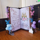Happy Birthday Backdrop Banner, Princess Photo Background, Fairytale Party Decorations, Castle Backdrop