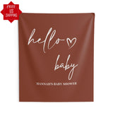 Hello Baby, Minimalist Baby Shower Backdrop, Gender Neutral Baby Shower Decor, Terracotta Baby Shower Banner, Hello Baby Shower THB