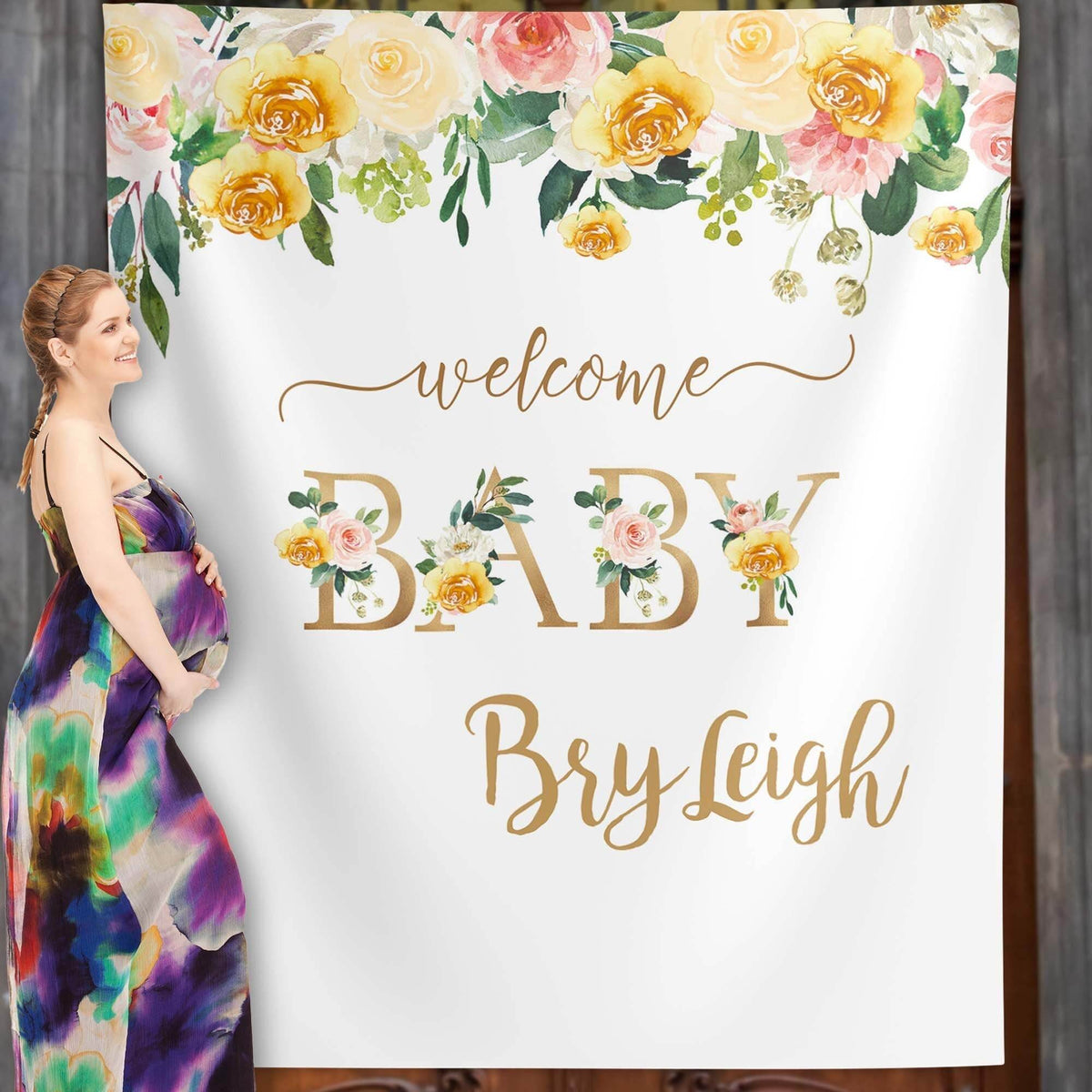 Yellow Floral Baby Shower Backdrop - iJay Backdrops
