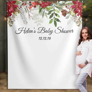 Santa Baby Winter Baby Shower Backdrop, December Baby Shower Decoration, Christmas Greenery Baby Sprinkle - iJay Backdrops