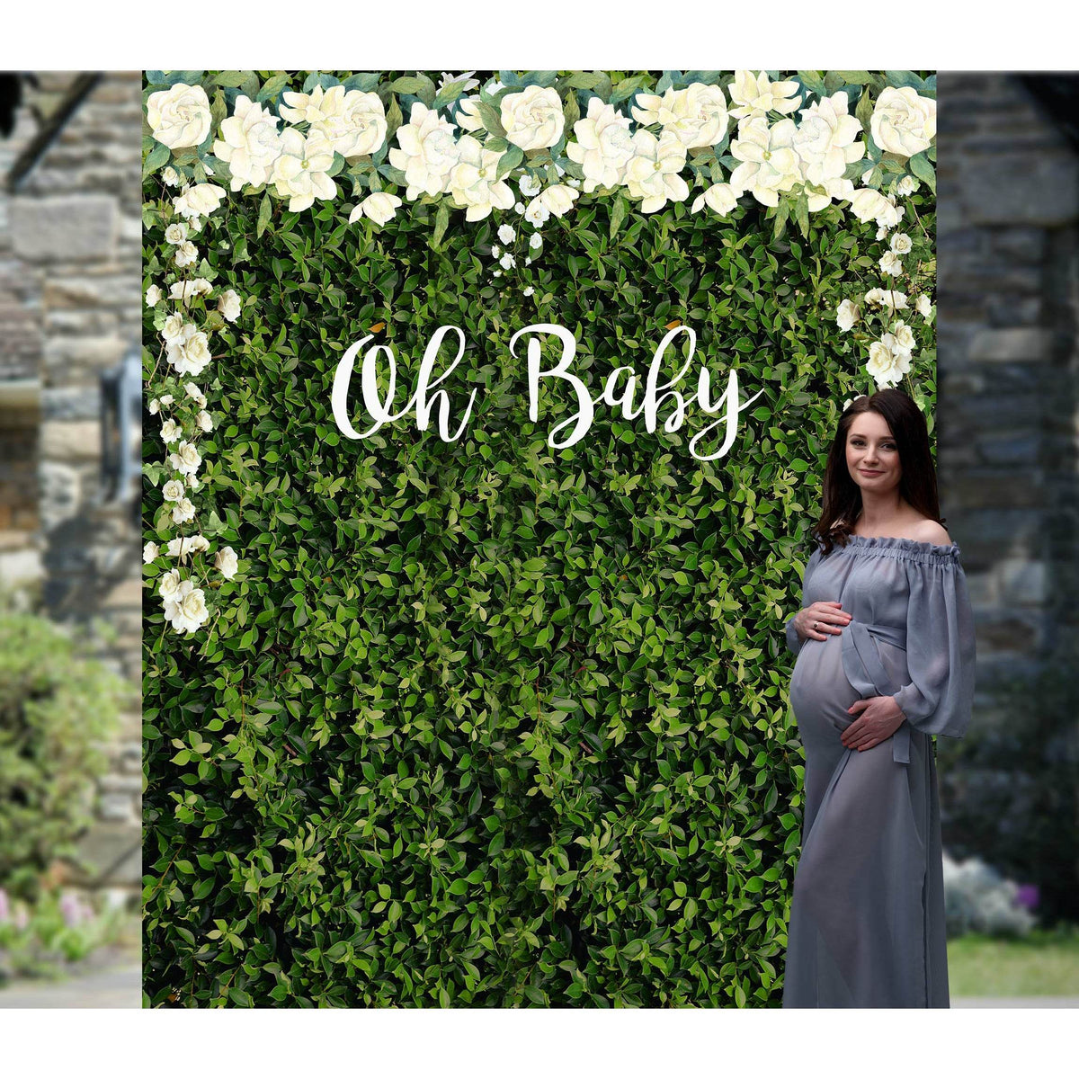Fabric Grass Wall Baby Shower Backdrop - Oh Baby - iJay Backdrops