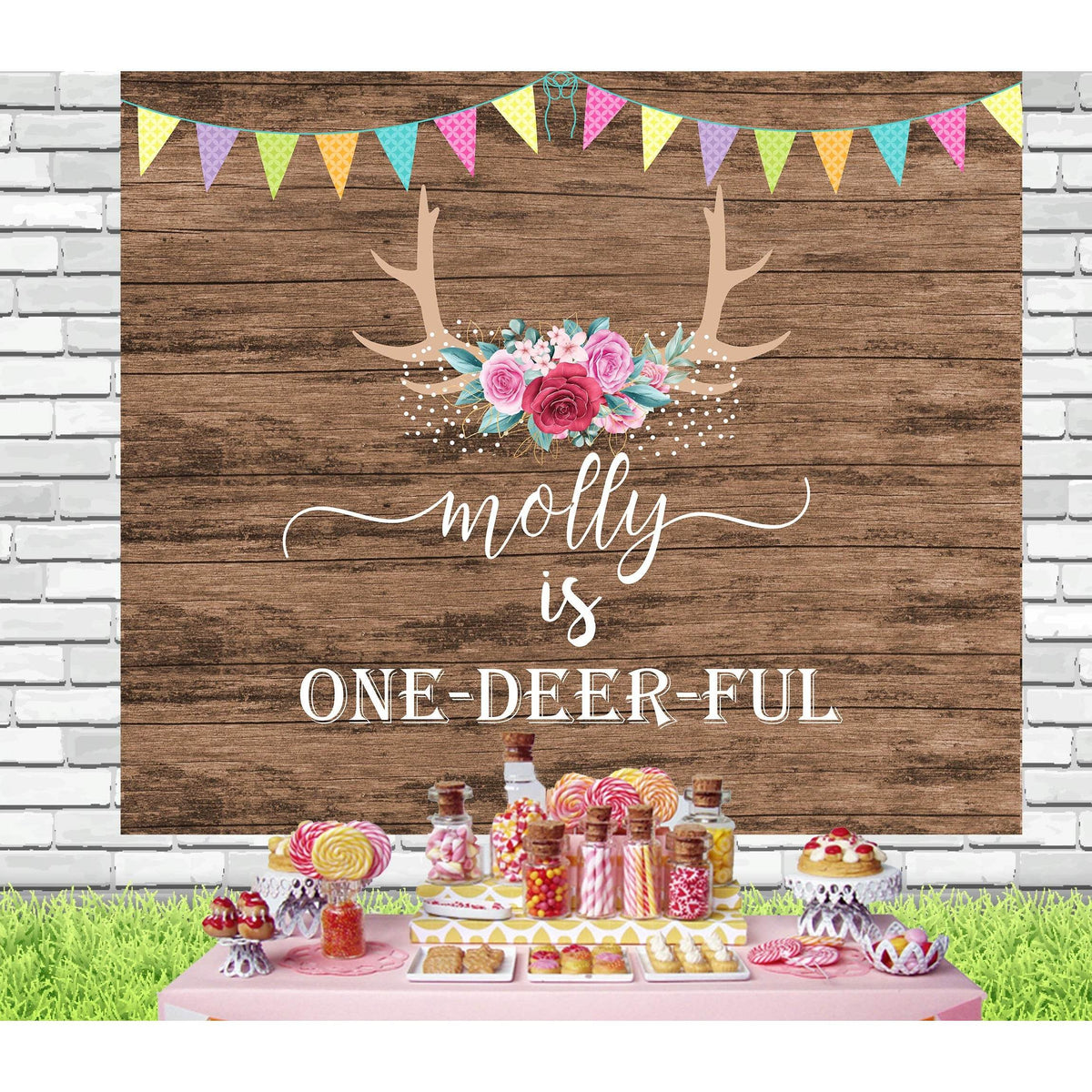 One-Deerful Rustic Kids Birthday Backdrop - iJay Backdrops