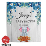Personalized Baby elephant backdrop for Baby Shower - iJay Backdrops
