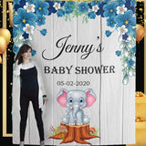 Personalized Baby elephant backdrop for Baby Shower