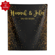 Black and Gold Wedding Backdrop With Glitters - iJay Backdrops