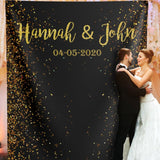 Black and Gold Wedding Backdrop With Glitters