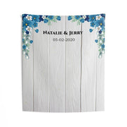 Personalized Rustic Blue Floral Wedding Backdrop - iJay Backdrops