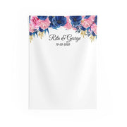 Personalized Blue, Pink Floral Wedding Backdrop - iJay Backdrops