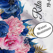 Personalized Blue, Pink Floral Wedding Backdrop - iJay Backdrops