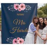 Personalized Bridal Shower Backdrop / Navy Blue and Blush Backdrop / Engagement Backdrop - Get it Now iJay Backdrops 