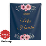 Personalized Bridal Shower Backdrop / Navy Blue and Blush Backdrop / Engagement Backdrop - Get it Now iJay Backdrops 